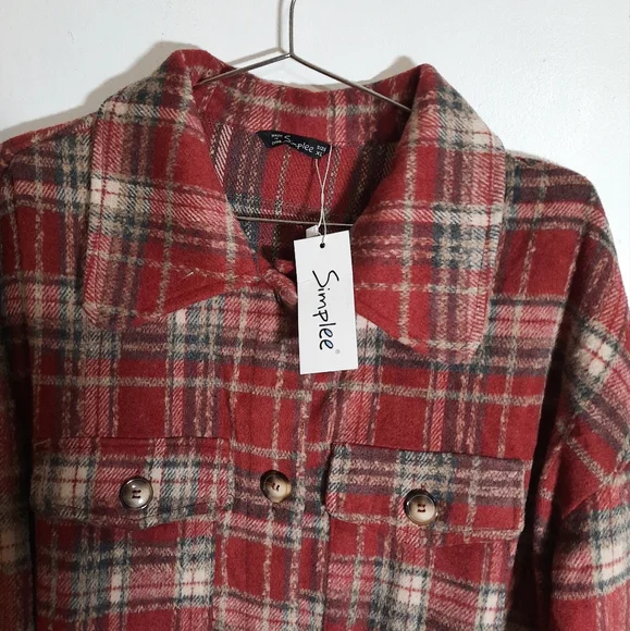 Oversized Button Up Polyester Wool Blend Shacket Coat Size Xl. - Picture 10 of 17